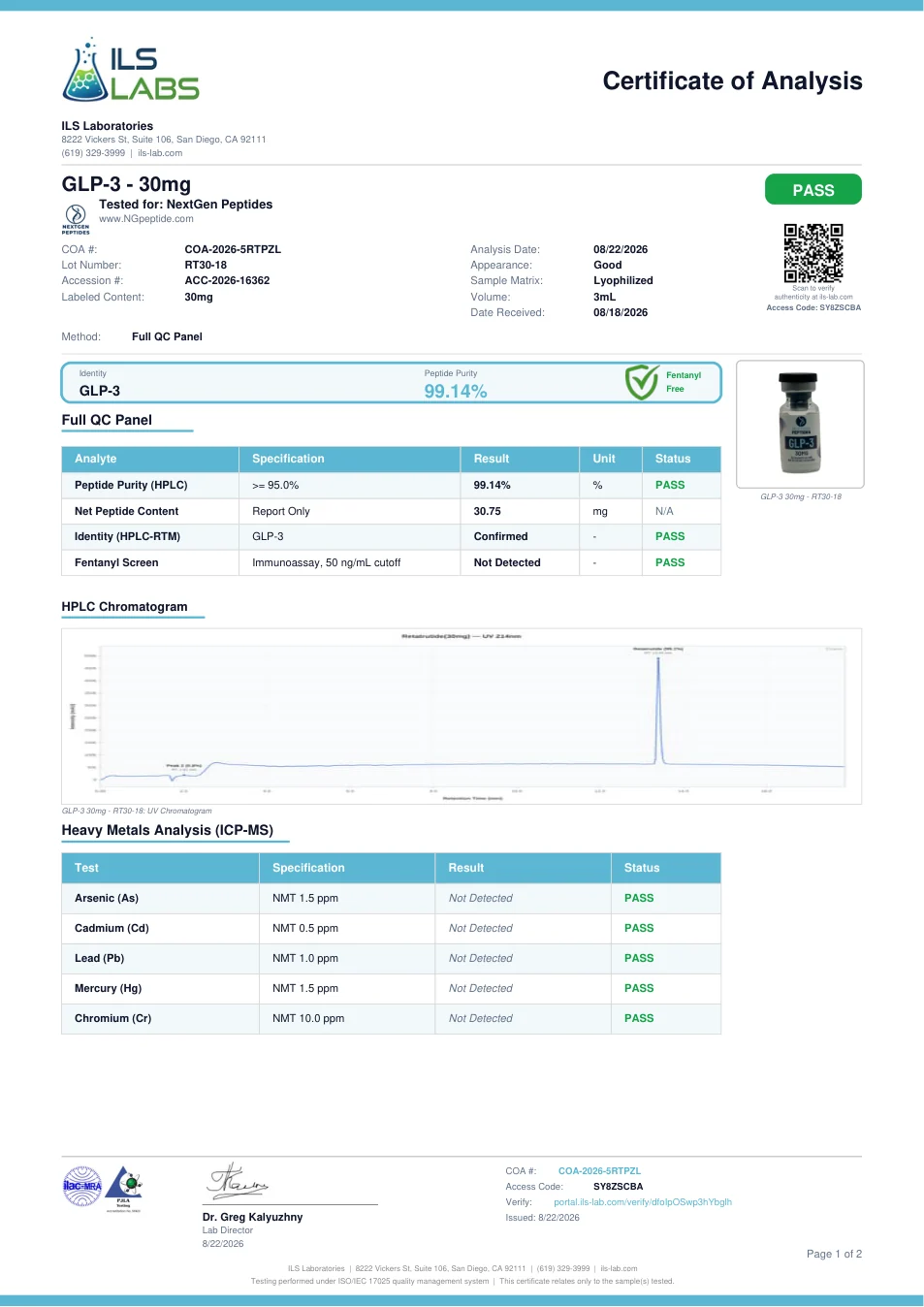 Tesamorelin certificate preview